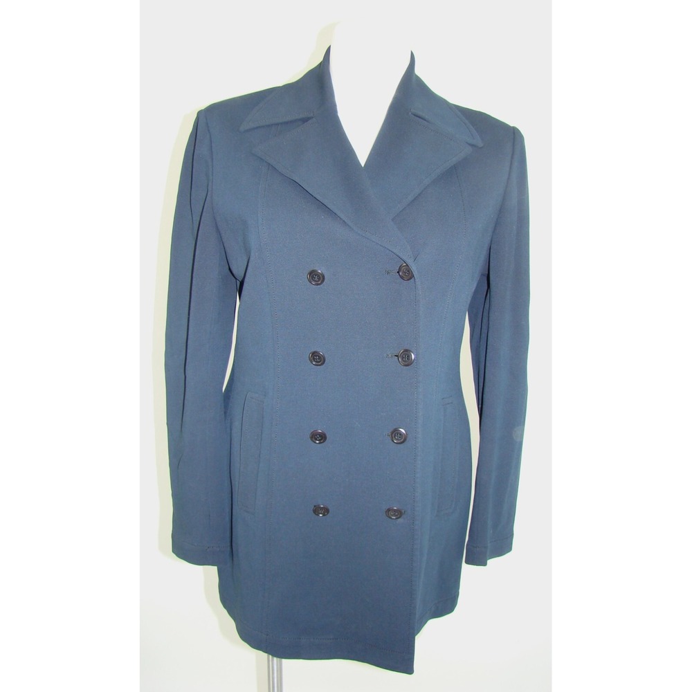 HENRI BENDEL WOMENS BLACK DOUBLE BREASTED STRETCH BLAZER JACKET SIZE 14   D151